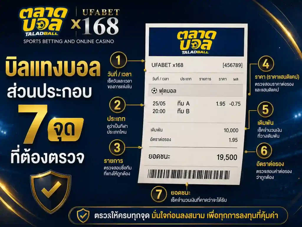 บิลแทงบอล ส่วนประกอบ 7 จุดที่ต้องตรวจ