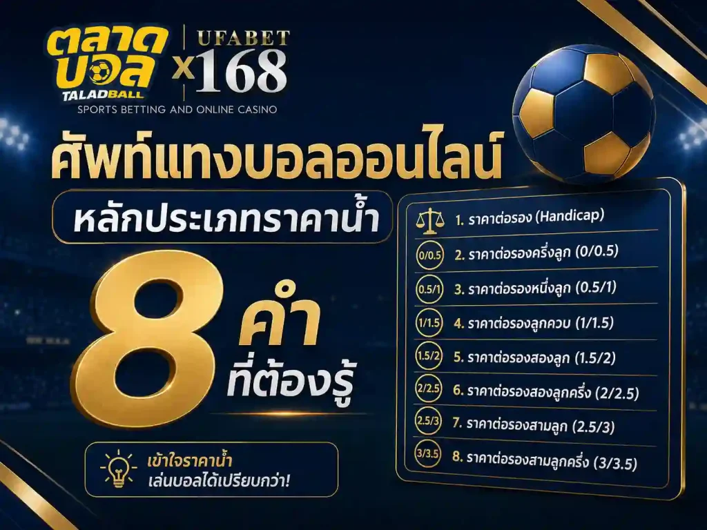 ศัพท์แทงบอลออนไลน์ หลักประเภทราคาน้ำ 8 คำที่ต้องรู้