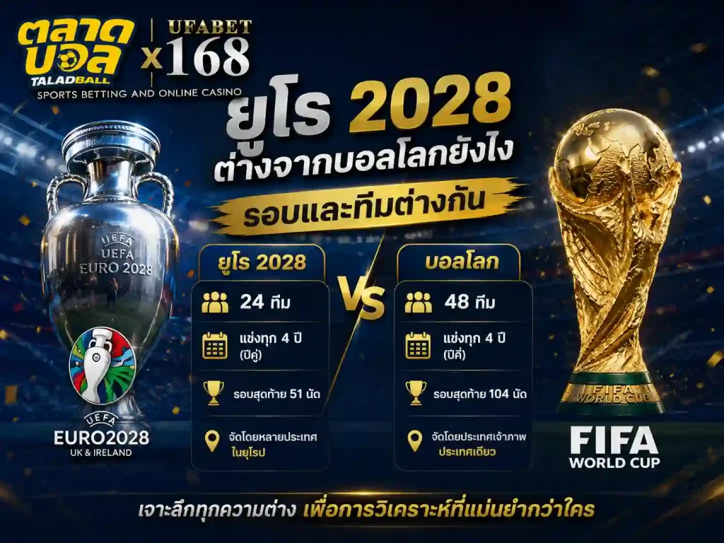 แทงบอลยูโร 2028 ต่างจากบอลโลกยังไง